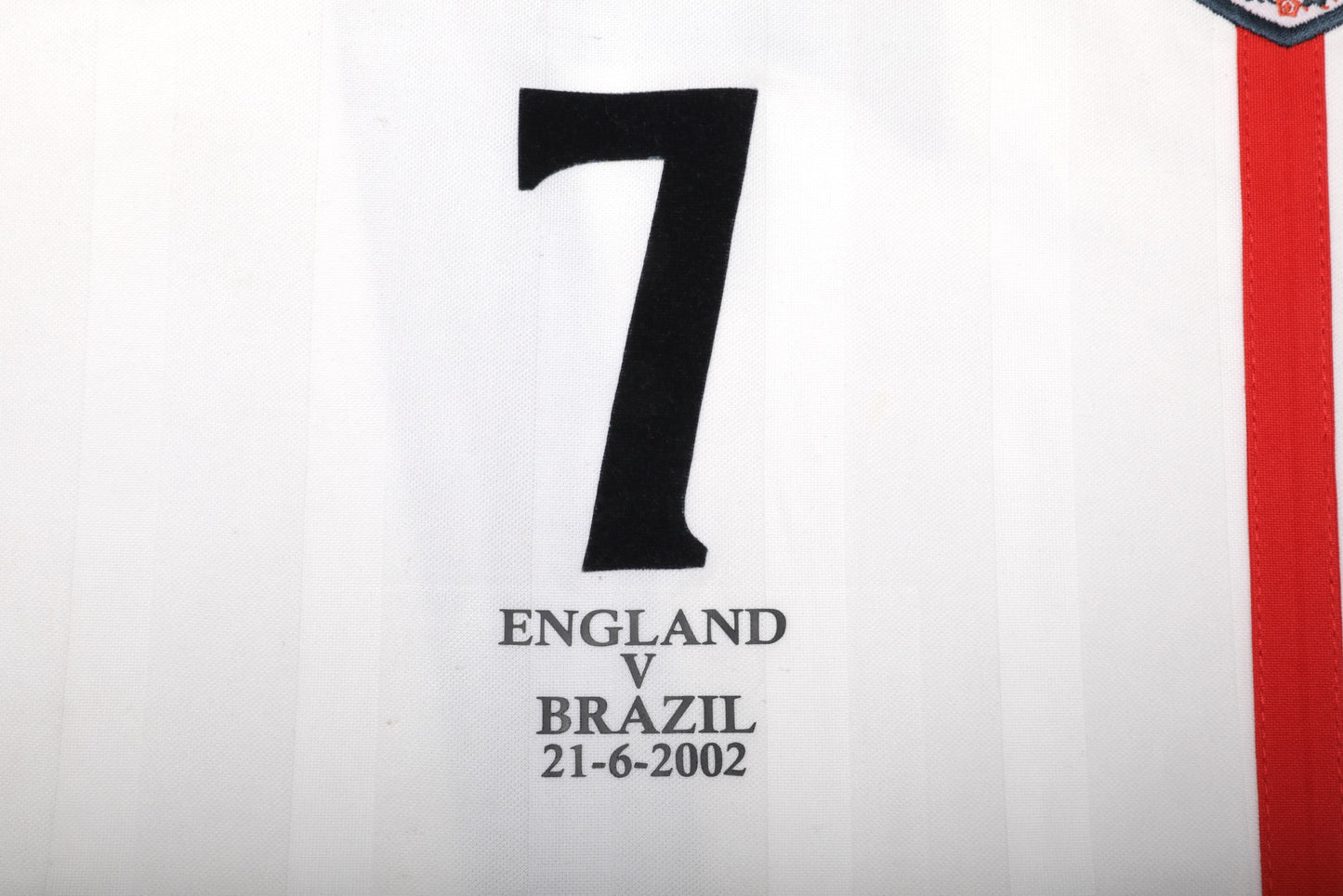 England 2001-03 Home Beckham #7 2002 World Cup vs Brazil Kit - (7.5/10) - XL