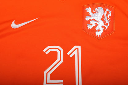 Netherlands 2014-15 Home Jersey Memphis Depay #21 Kit - (9.5/10) - L
