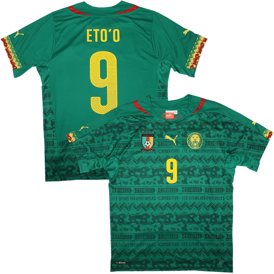 Cameroon 2014-15 Home Jersey Samuel Eto'o #9 Kit - (8.5/10) - L