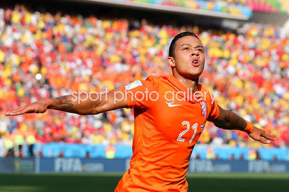 Netherlands 2014-15 Home Jersey Memphis Depay #21 Kit - (9.5/10) - L