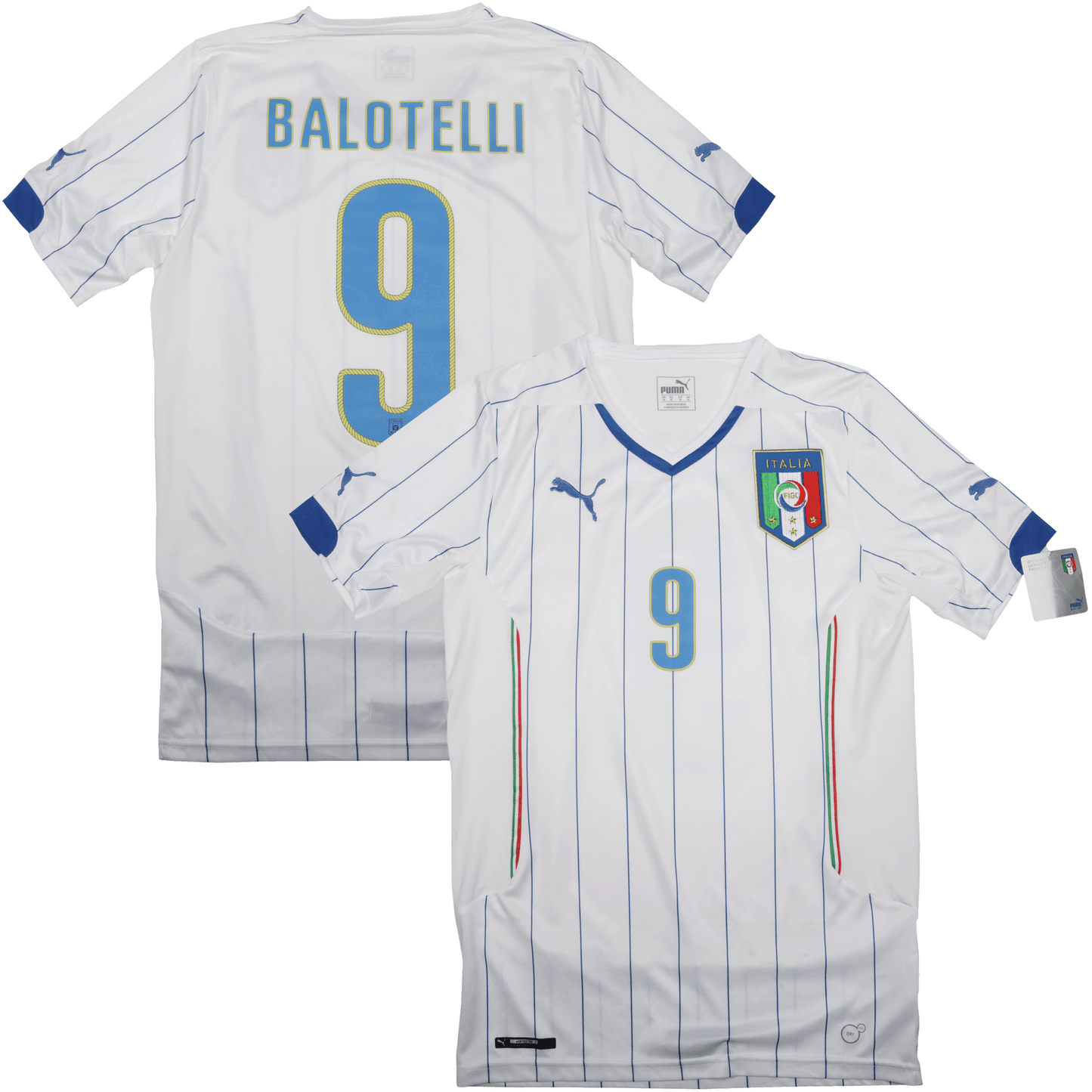 Italy FIGC 2014-15 Away Jersey Balotelli #9 Kit - M *BNWT*
