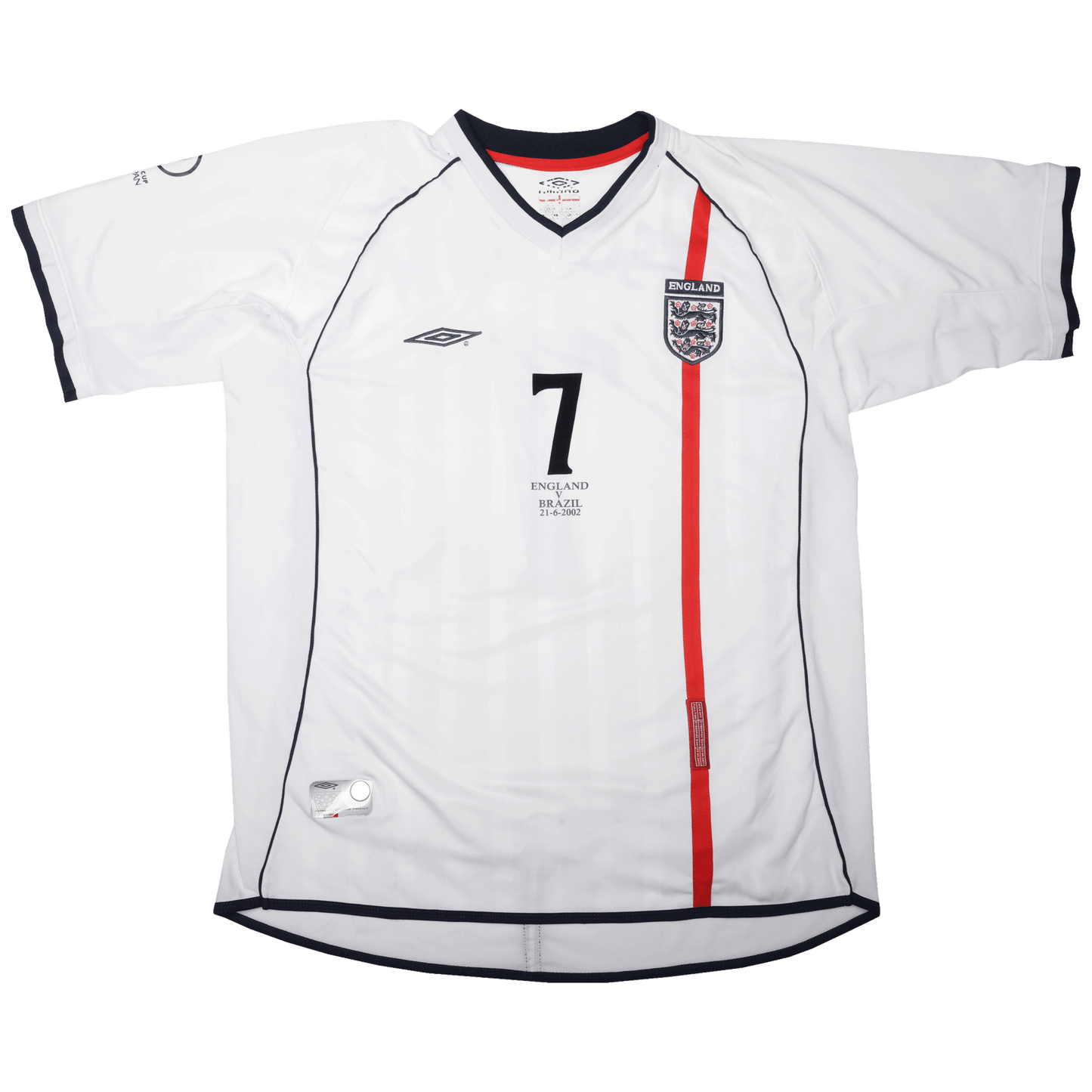 England 2001-03 Home Beckham #7 2002 World Cup vs Brazil Kit - (7.5/10) - XL