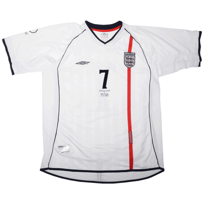 England 2001-03 Home Beckham #7 2002 World Cup vs Brazil Kit - (7.5/10) - XL