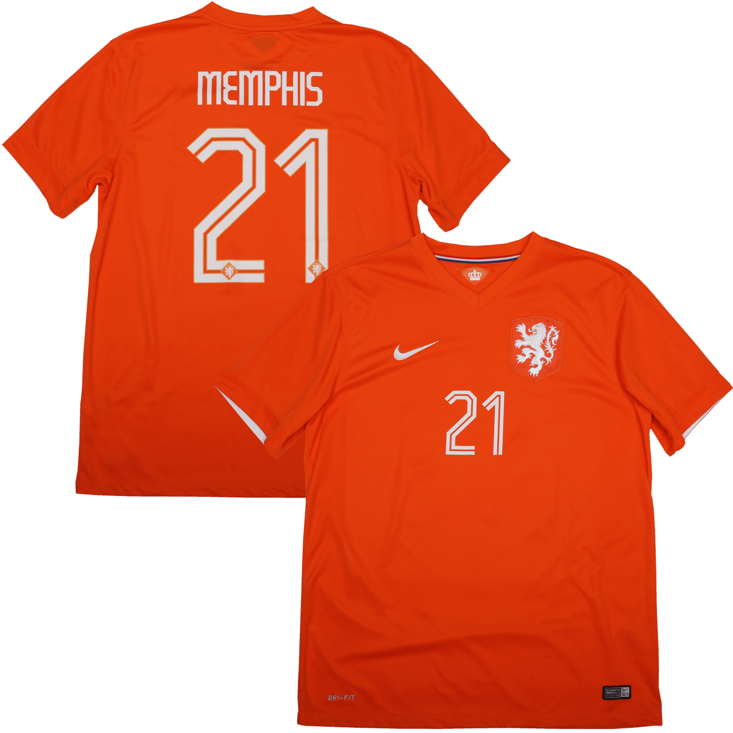 Netherlands 2014-15 Home Jersey Memphis Depay #21 Kit - (9.5/10) - L
