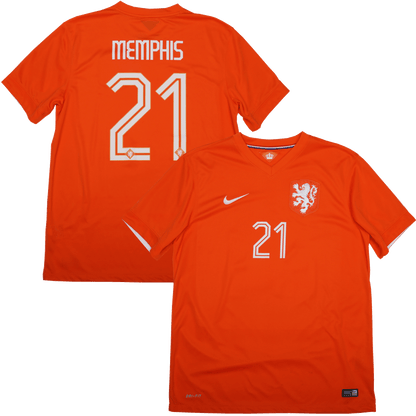 Netherlands 2014-15 Home Jersey Memphis Depay #21 Kit - (9.5/10) - L