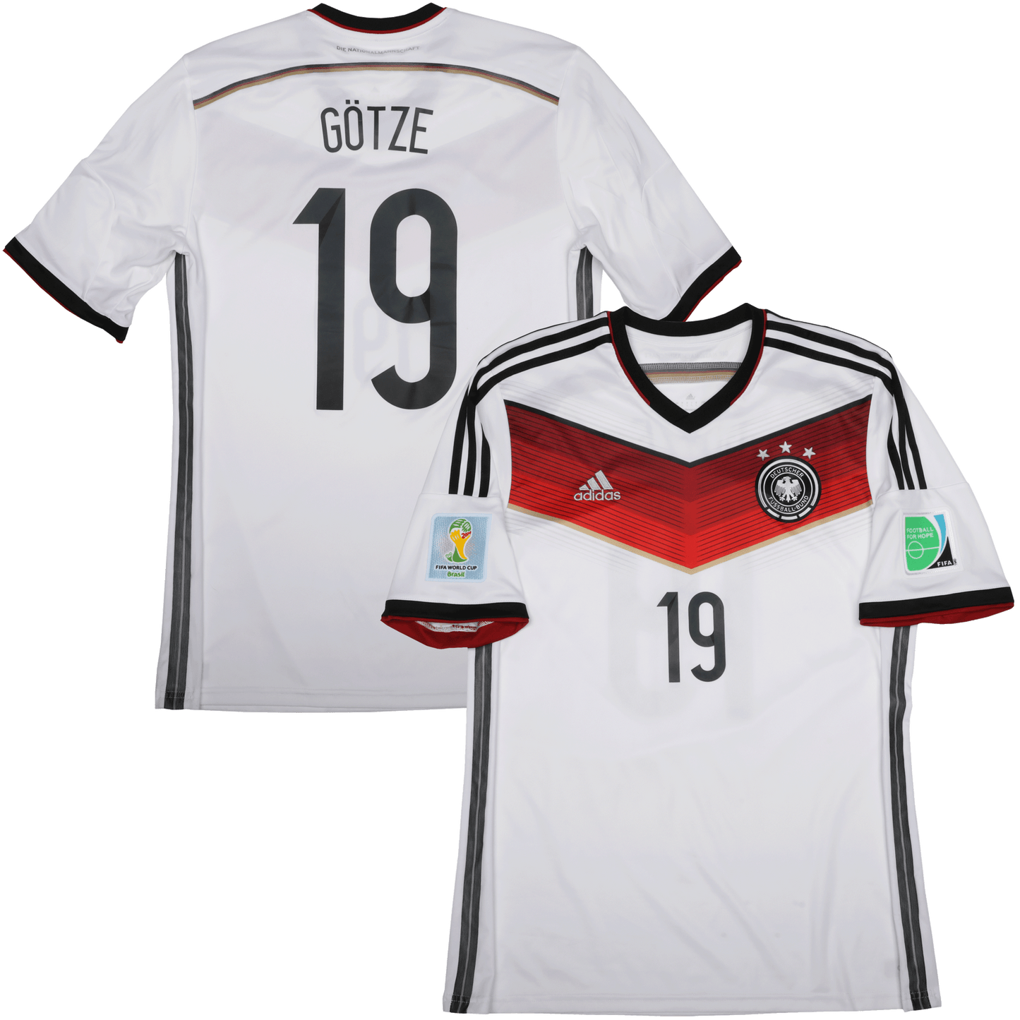 Germany 2014-15 Home Jersey Mario Gotze #19 2014 World Cup Kit - (9/10) - L