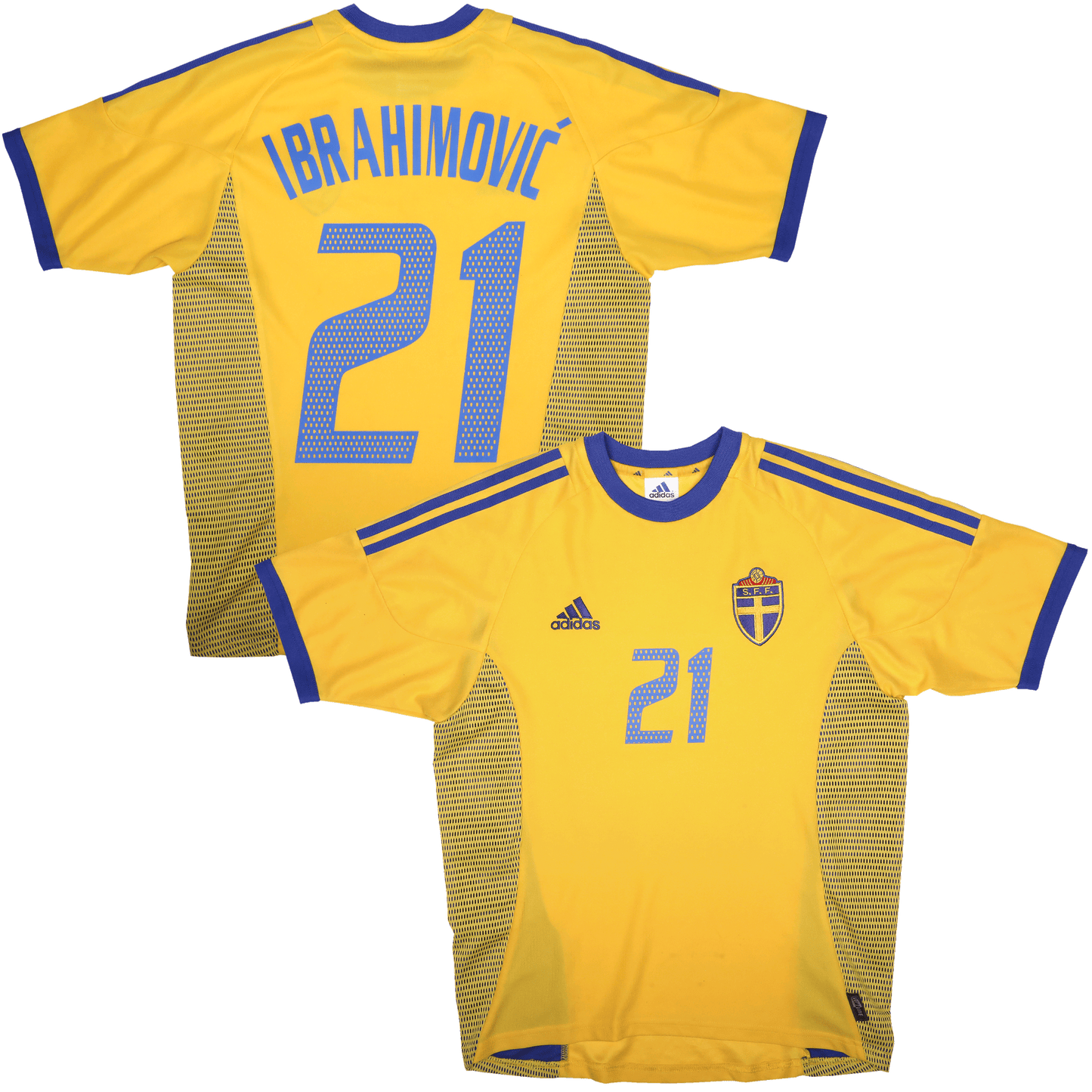 Sweden 2002-03 Home Jersey Zlatan Ibrahimovic #21 Kit - (8.5/10) - S