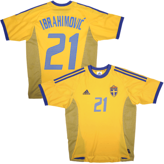 Sweden 2002-03 Home Jersey Zlatan Ibrahimovic #21 Kit - (8.5/10) - S