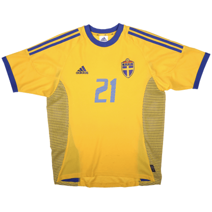 Sweden 2002-03 Home Jersey Zlatan Ibrahimovic #21 Kit - (8.5/10) - S