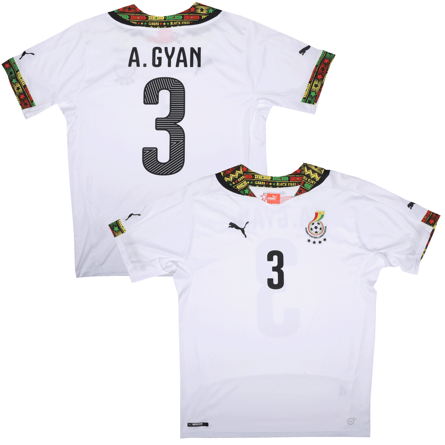 Ghana 2014-15 Home Jersey Asamoah Gyan #3 Kit - (9/10) - L