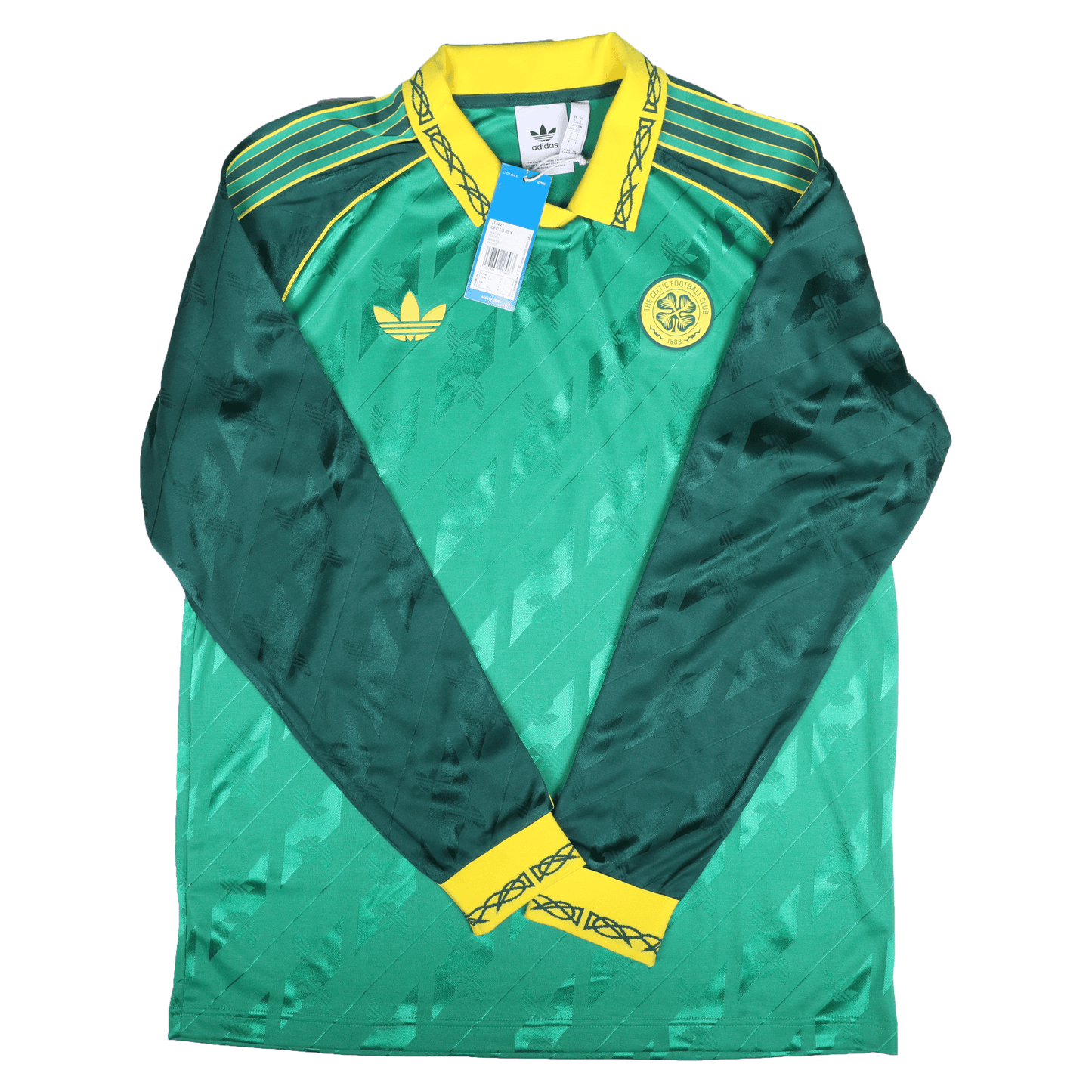 Celtic 2024-25 adidas Originals Lifestyler Retro Jersey L/S Green Kit - L *BNWT*