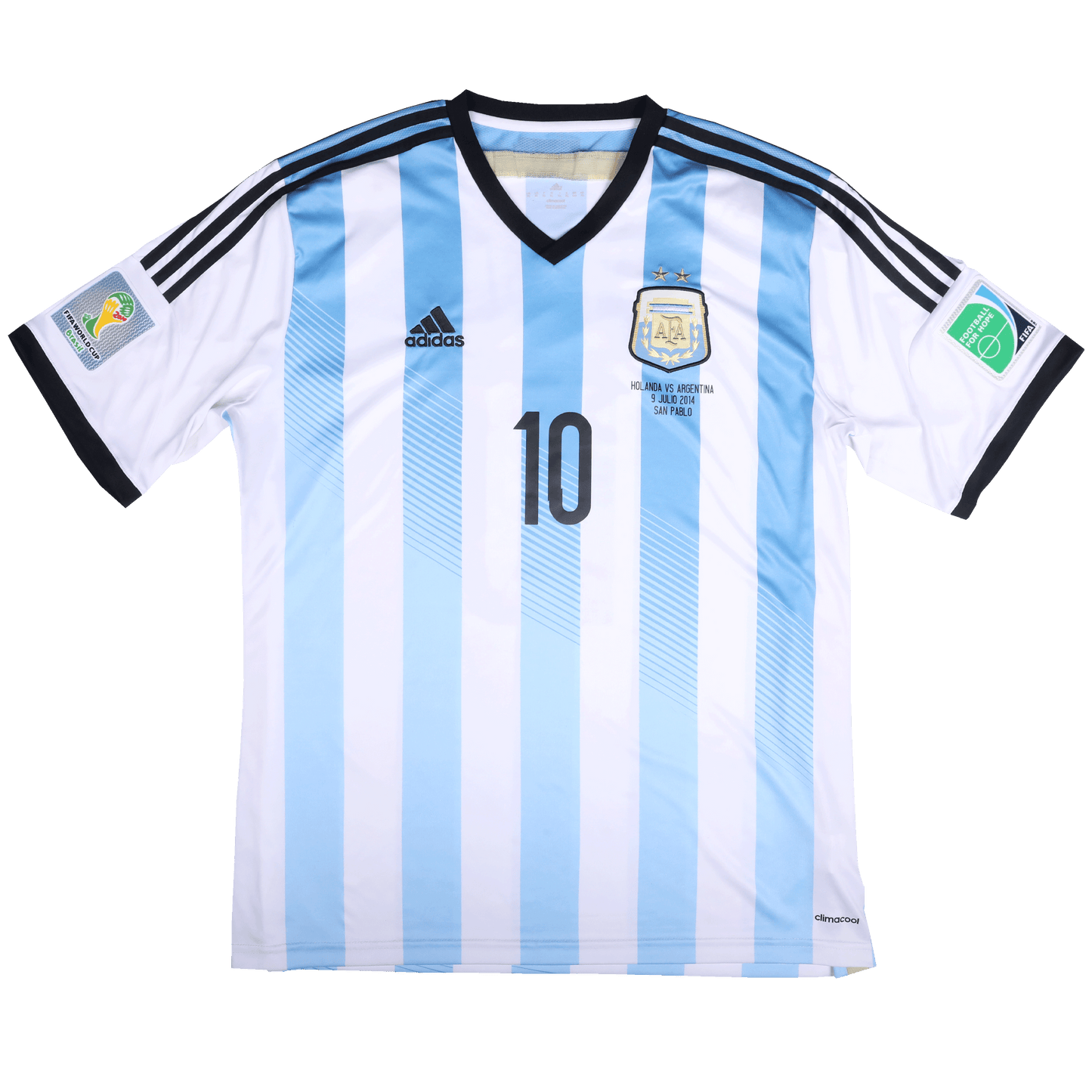 Argentina 2014 Home Jersey Lionel Messi #10 World Cup vs Netherlands Kit - (9/10) - XL