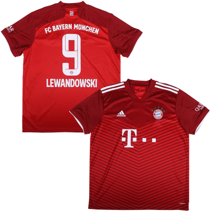 Bayern Munich 2021-22 Home Jersey Lewandowski #9 Kit - (8/10) - XL