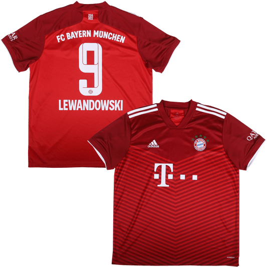 Bayern Munich 2021-22 Home Jersey Lewandowski #9 Kit - (8/10) - XL