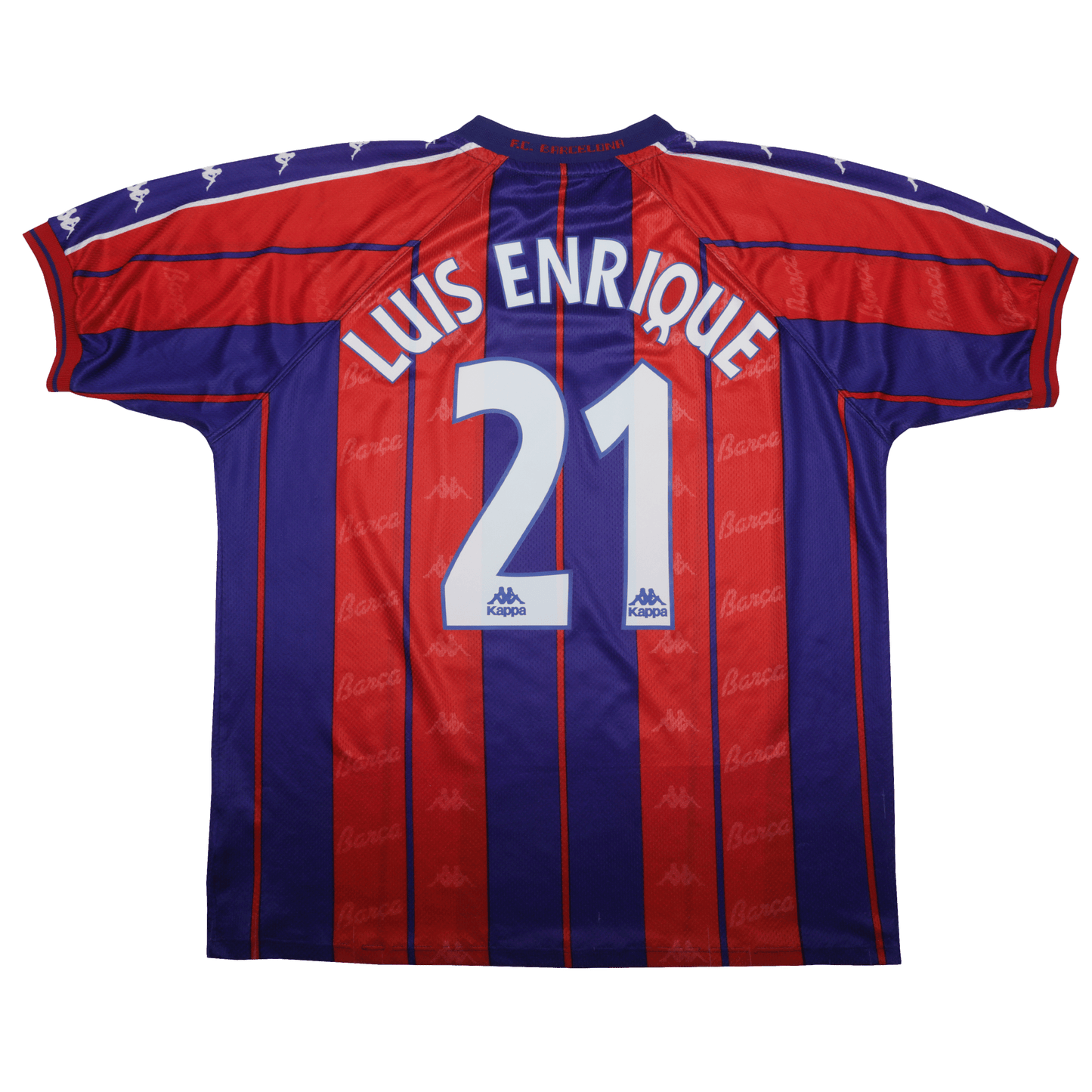 FC Barcelona 1997-98 Home Jersey Luis Enrique #21 Kit - (7/10) - XL