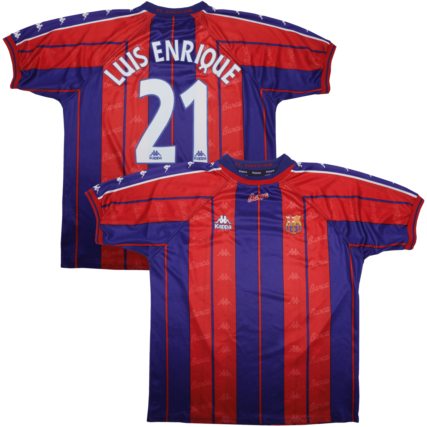FC Barcelona 1997-98 Home Jersey Luis Enrique #21 Kit - (7/10) - XL