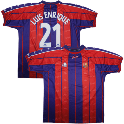 FC Barcelona 1997-98 Home Jersey Luis Enrique #21 Kit - (7/10) - XL