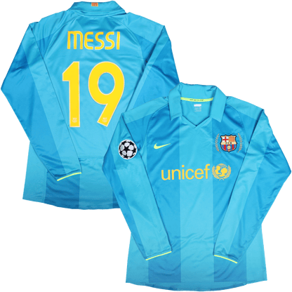FC Barcelona 2007-08 Away *Match Issue* Lionel Messi #19 UCL L/S Kit