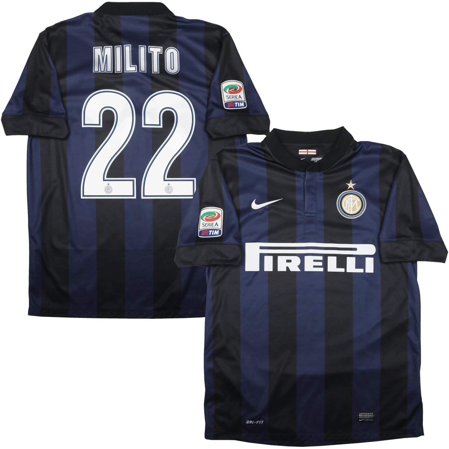 Inter Milan 2013-14 Home Jersey Diego Milito #22 Kit - (8/10) - M