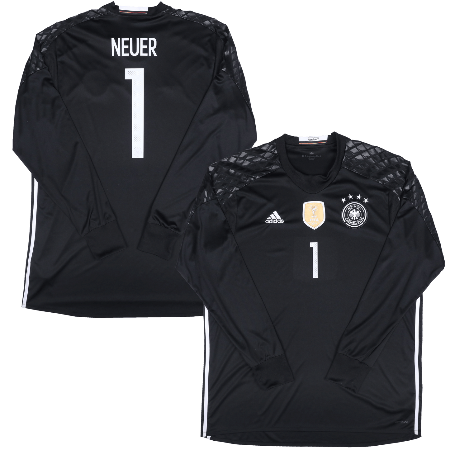 Germany 2015-17 Home GK Jersey Manuel Neuer #1 L/S Black Kit - (9/10) - XXL