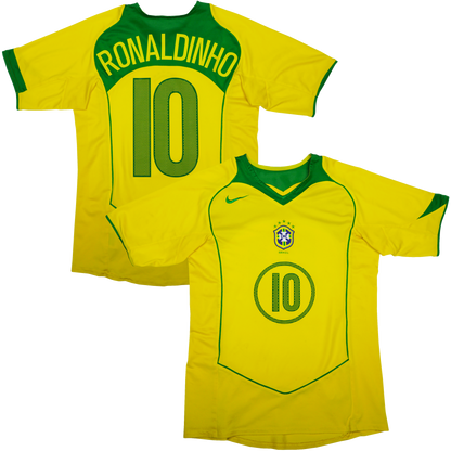 Brazil 2004-06 Home Jersey Ronaldinho #10 Kit - (6/10) - S