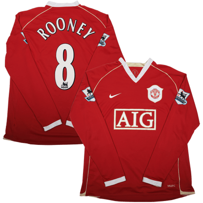 Manchester United 2006-07 Home Jersey Rooney #8 L/S Kit - (9.5/10) - L