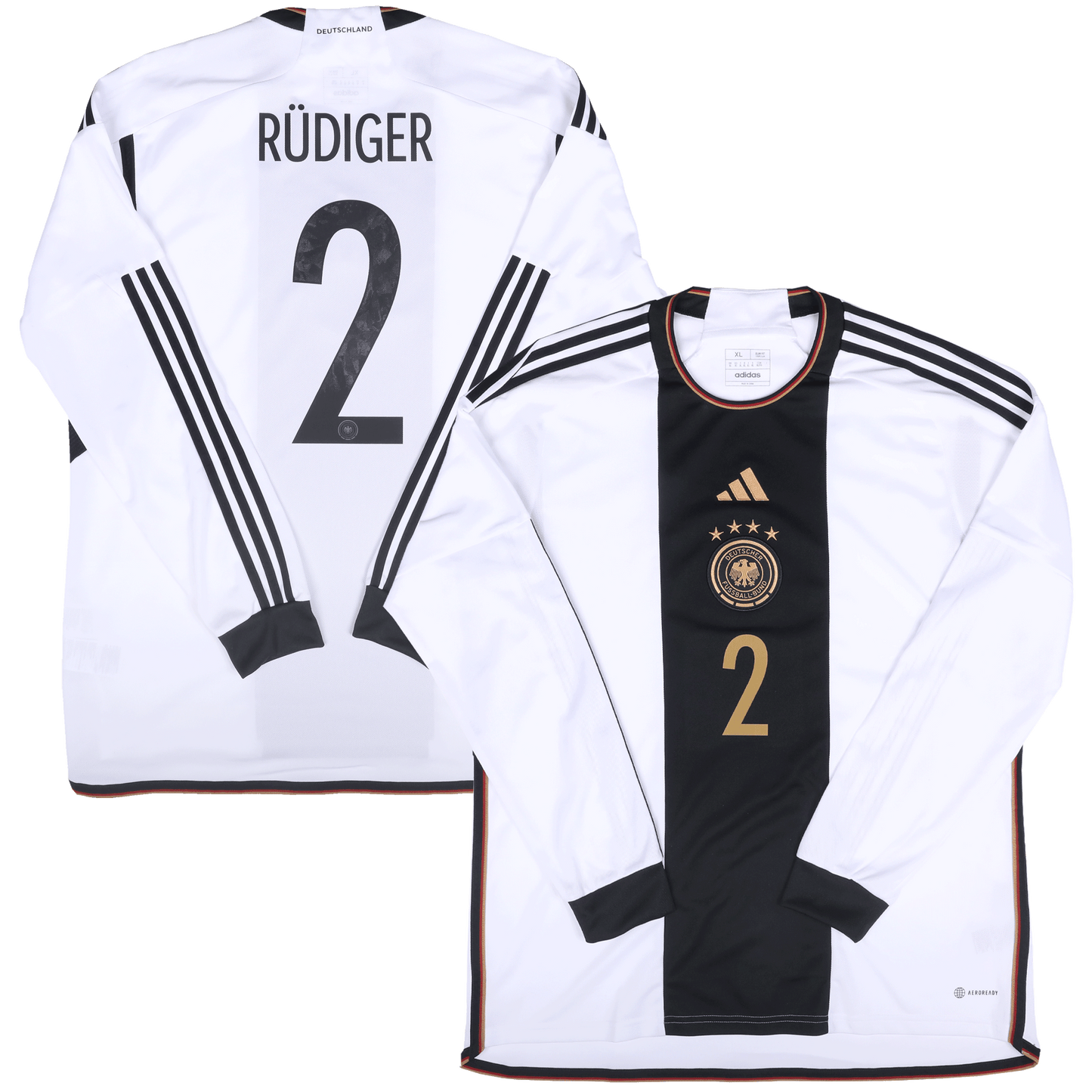Germany 2022-23 Home Jersey Antonio Rudiger #2 L/S Kit - (9.5/10) - XL