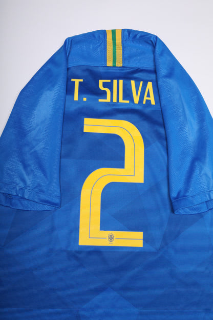 Brazil 2018 Away Jersey Thiago Silva #2 Kit - (9/10) - L