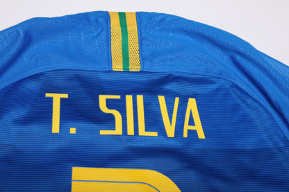Brazil 2018 Away Jersey Thiago Silva #2 Kit - (9/10) - L