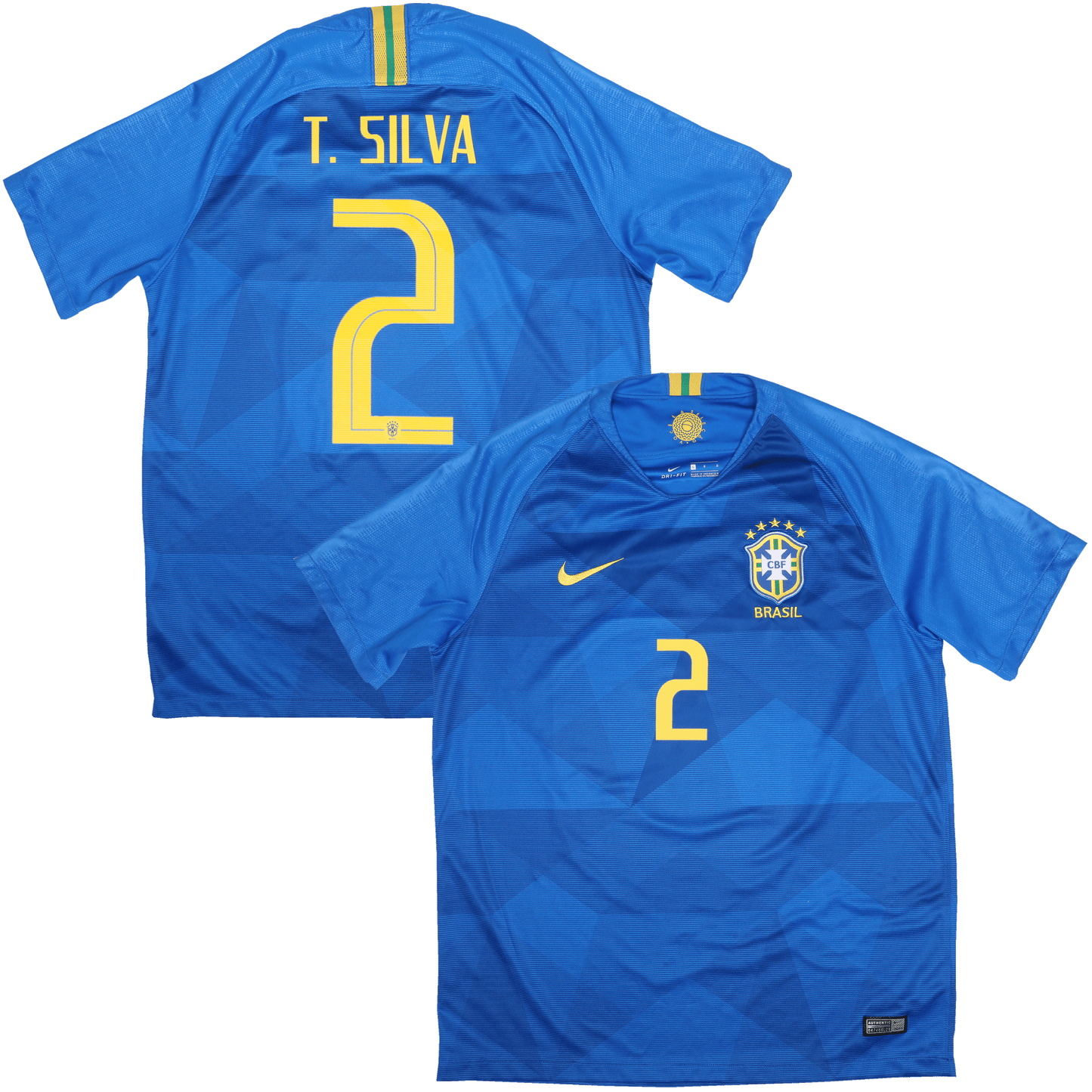 Brazil 2018 Away Jersey Thiago Silva #2 Kit - (9/10) - L