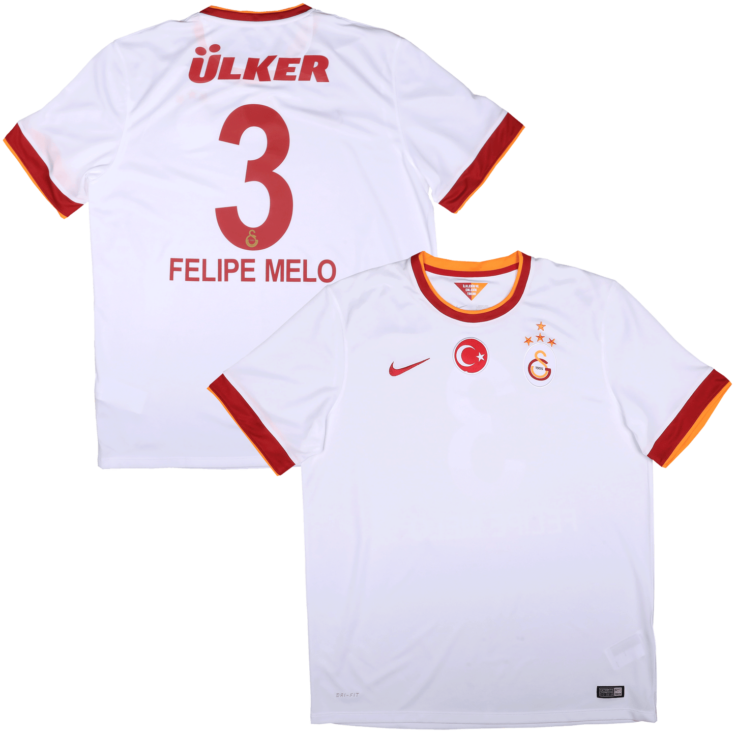 Galatasaray 2014-15 Away Jersey Felipe Melo #3 Kit - (8.5/10) - XL