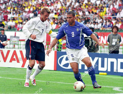 England 2001-03 Home Beckham #7 2002 World Cup vs Brazil Kit - (7.5/10) - XL